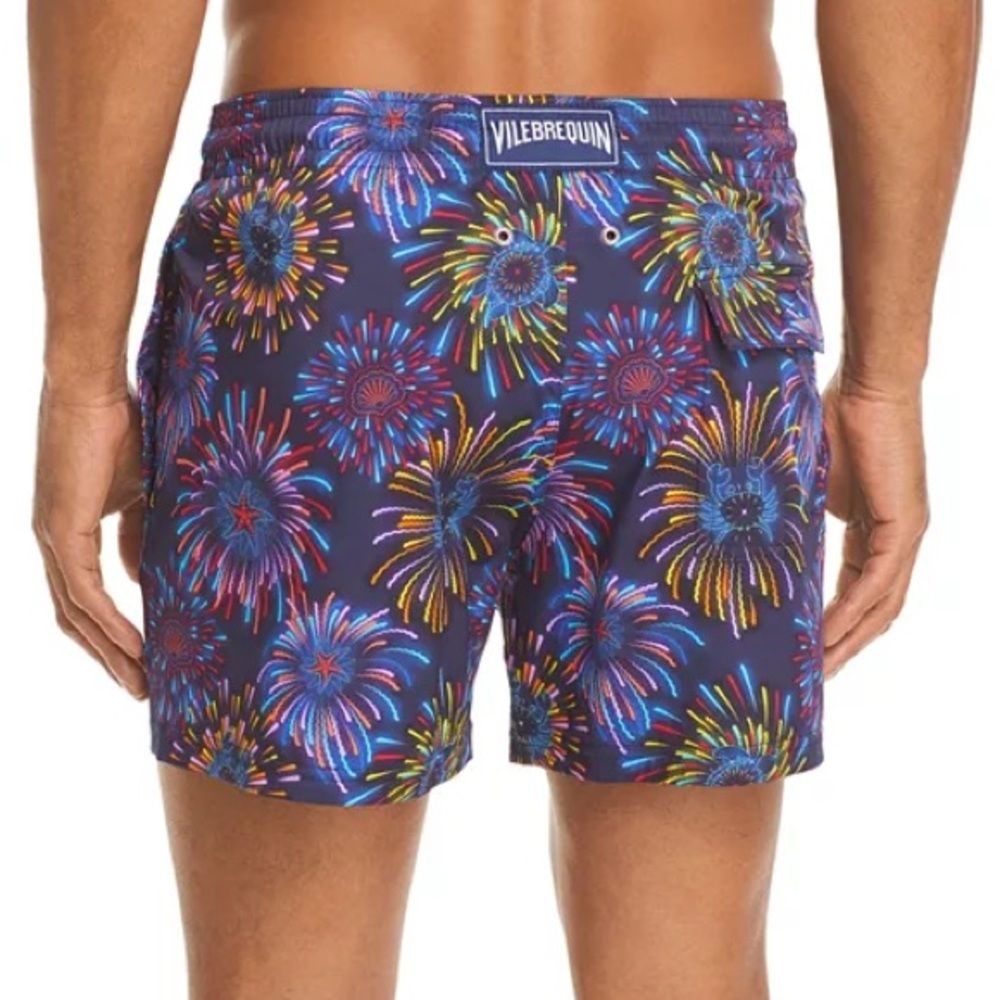 Vilebrequin Black and Red Swim Trunks Classic Festive Design